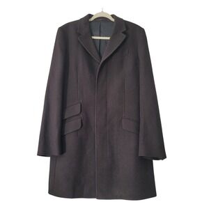 Reiss Sundown Wool Pea Coat Jacket Mens Sz M Dark Brown Mid Length Preppy Office